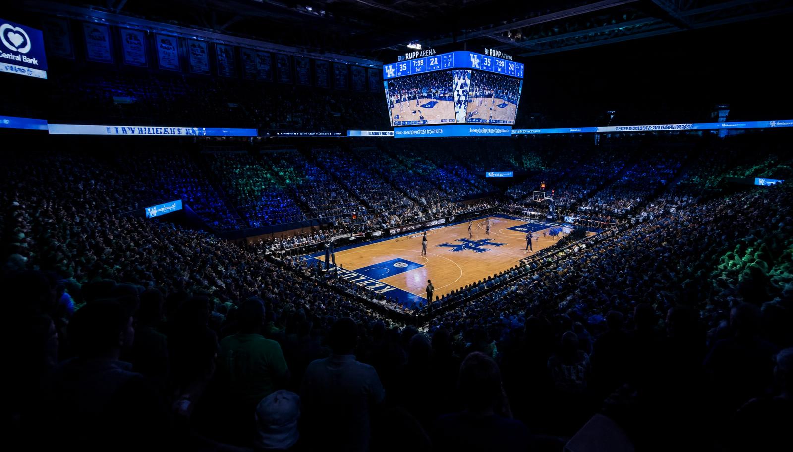 U.S. college basketball arena on game night